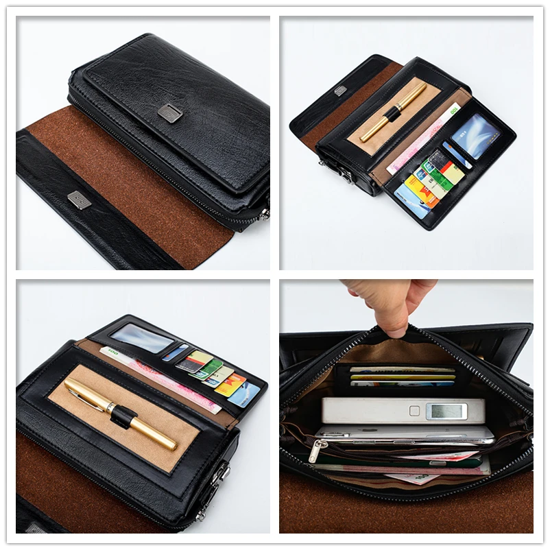  JEEP BULUO Luxury Brand Men's Handbag Day Clutches Bags For Phone and Pen High Quality Spilt Leathe - 32888677800