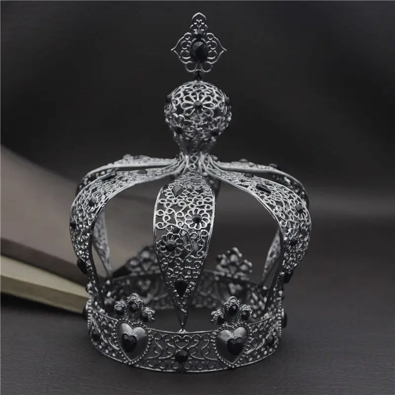 Popular Baroque Vintage Royal King Diadem Prom Party Male Cake Party Prom Wedding Hair Jewelry Man Crown Round