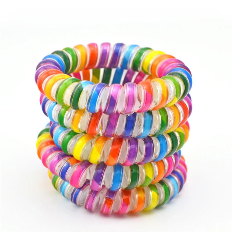 

Lots 5Pcs 5.5cm Colorful Hair Jewelry Headbands Telephone Line Hair Rope Women Hair Band Accessory
