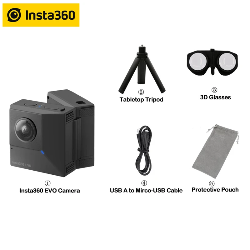 

Insta360 EVO 3D VR Panoramic Video Camera 5.7K Video Insta 360 For Android/iPhone IP XS Max Plus Kamera Camera Vs Insta360 One X