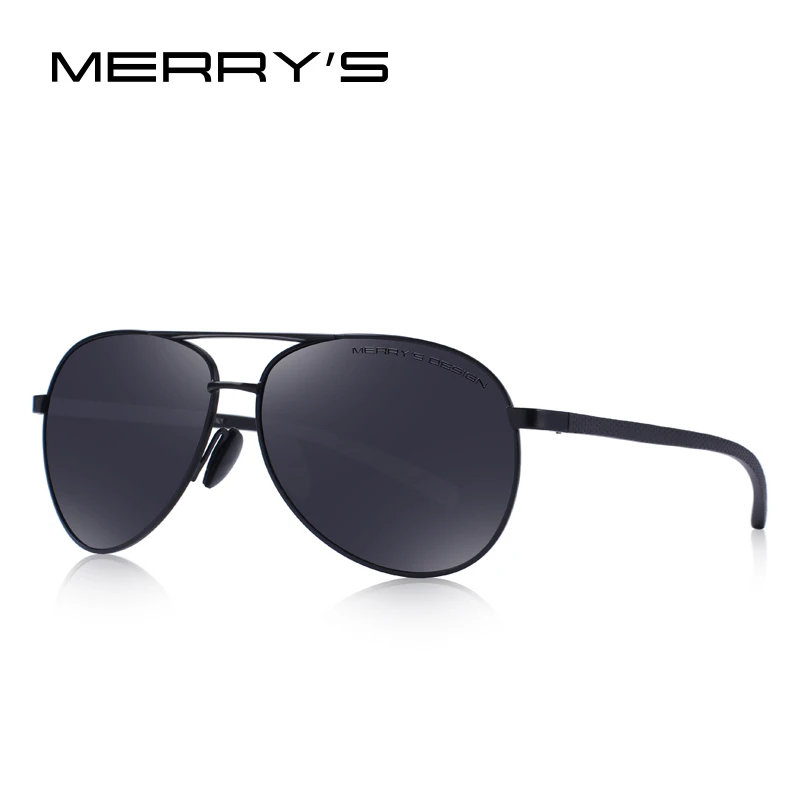 Merry's Дизайнерские мужские классические Поляризованные солнцезащитные очки пилота для вождения рыбалки UV400 защита S'8516 - Цвет линз: C01 Black