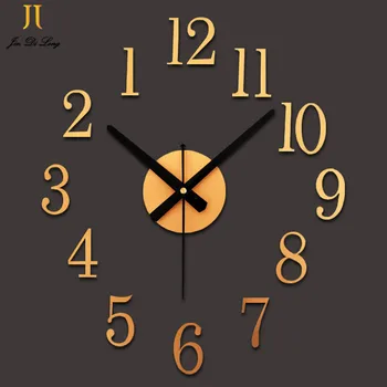 

Wall Clock Quartz Silence DIY 3D Number Acrylic Mirror Stickers Home Decoration Living Room Watch Clock Quartz Needle