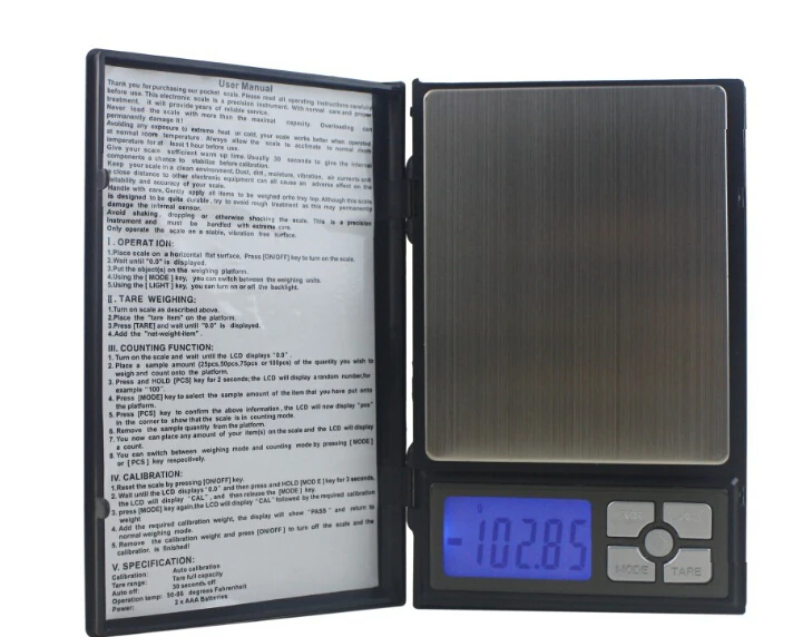 

2kg/0.1g Portable Kitchen Scale Food Baking Tea Different Capacities Notebook Scale