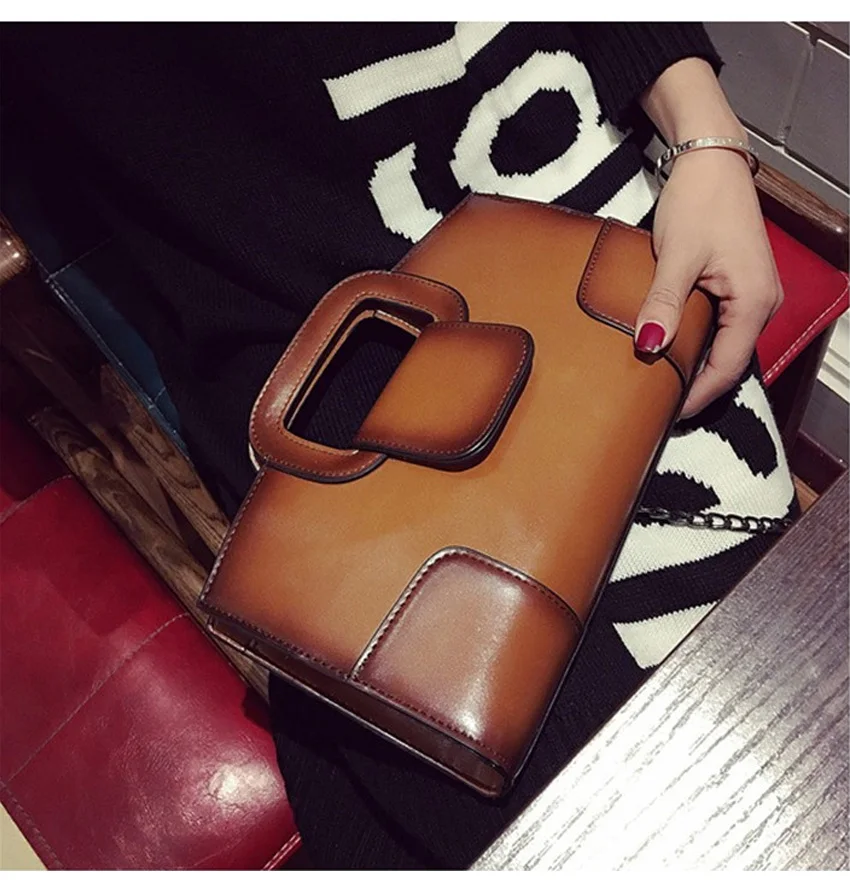 Женские сумки и вечерние сумки коричневый клатч кошелек женские кожаные сумки винтажные сумки на плечо Женская цепочка