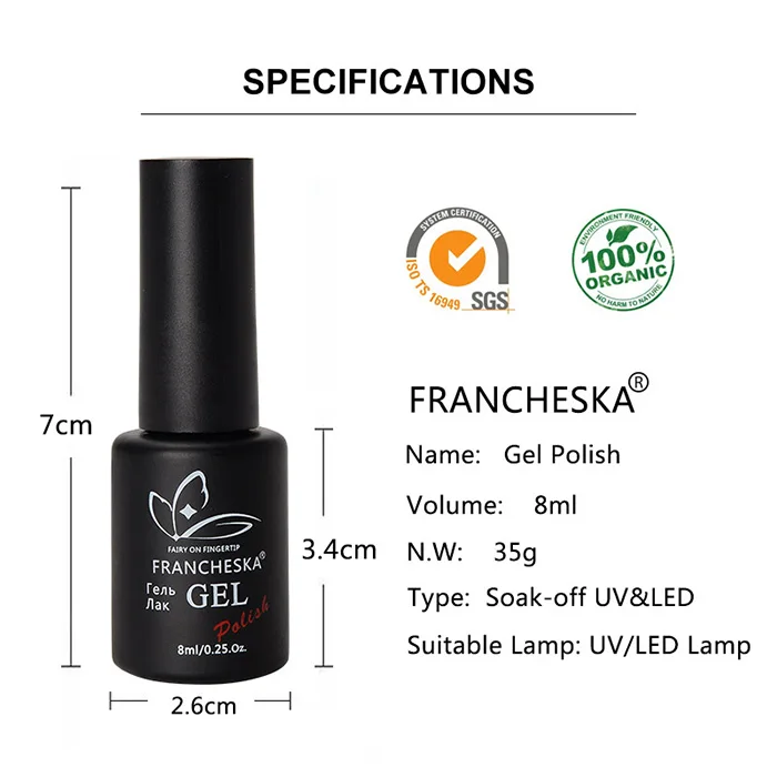 Francheska Гель-лак для ногтей УФ-гель nagels spulletjes gellak Гель-лак nagellak unhas de лак набор цветов nagels nai lart oje