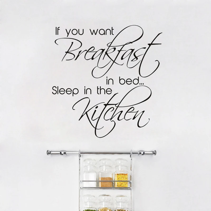 ZOOYOO If You Want Breakfast In Bed Sleep In The Kitchen Wall Sticker Art Vinyl Decals Removable Home Decor ZOOYOO If You Want Breakfast In Bed Sleep In The Kitchen Wall Sticker Art Vinyl Decals Removable Home Decor