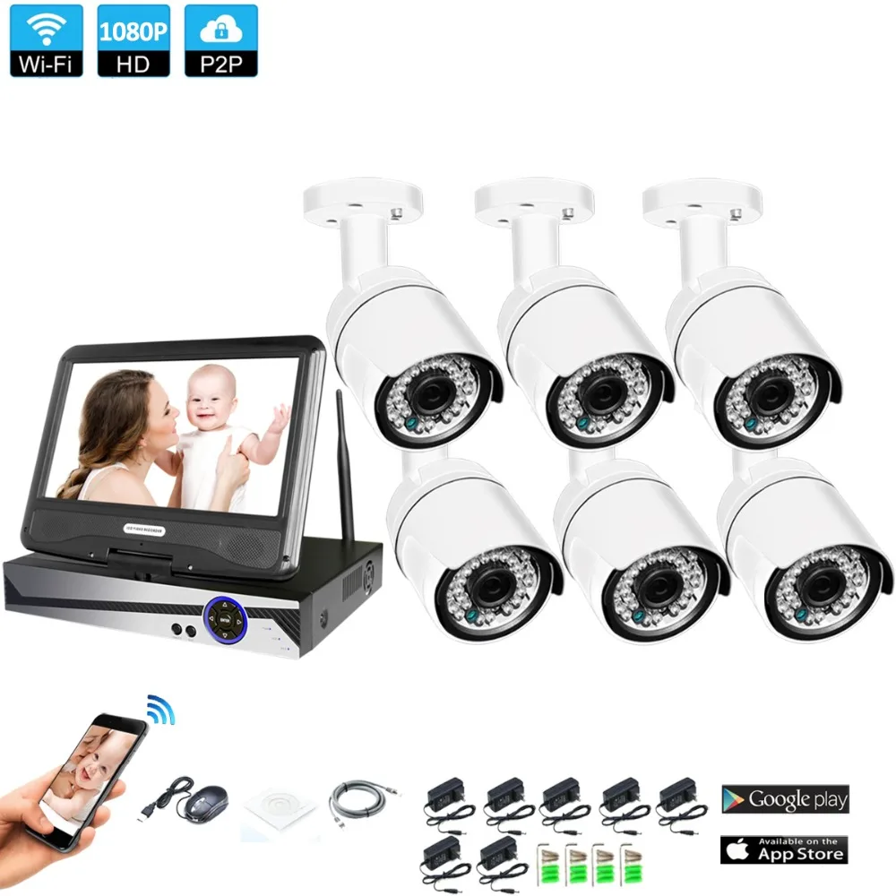 font b Wireless b font Surveillance System Network 10 1 LCD Monitor NVR Recorder Wifi