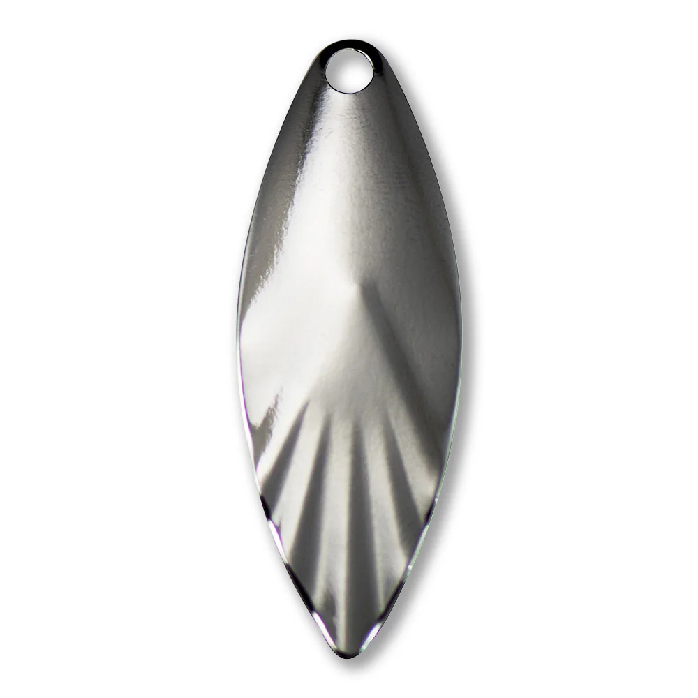 

10pcs Size 2.5,3,3.5,4,4.5 Nickel Steel Willow Leaf Spinner Blades Fluted Pattern, Assorted Sizes DIY Spinner Baits