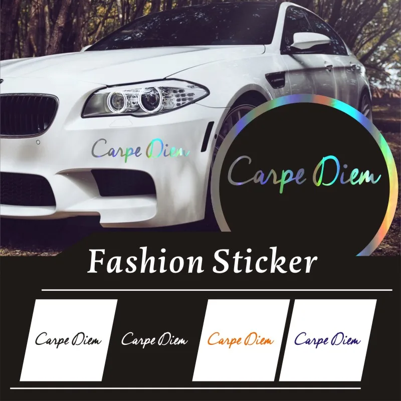 

CARPE DIEM Text Car Sticker Vinyl Decals car styling car decoration Custom Sticker 3D Reflective Waterproof Sticker 20.3*5CM