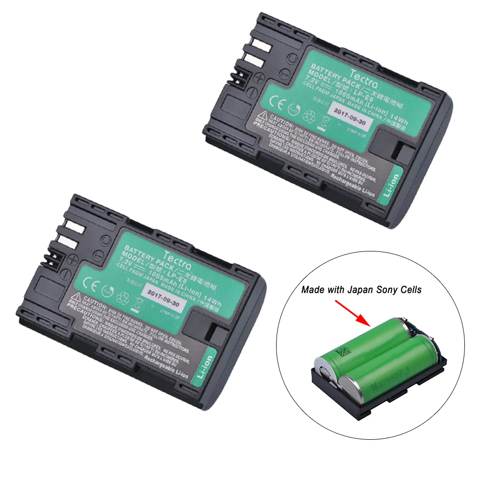 2Pcs LP E6 LP E6N Battery with High Quality Japan Cells for Canon EOS 5DS 5D