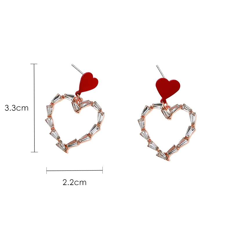 Серьги-иглы из серебра 925 пробы асимметричные тонкие серьги с сердечком женские