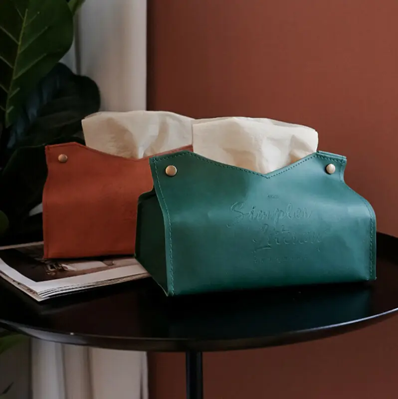 

Tissue Box Dispenser Paper Storage Holder US Leather Cover Tissue Box Dispenser Paper Storage Holder Napkin Case Organizer
