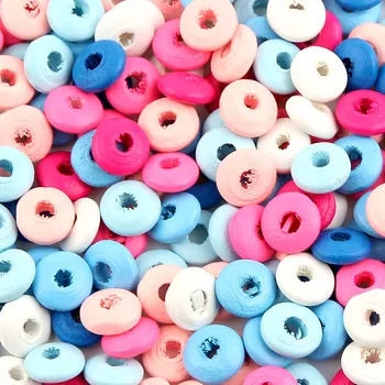 

300pcs Wooden Beads Lovely Styles Spacer Beading Wood Beads Toys For Baby DIY Crafts Kids Toys & Pacifier Clip Necklace