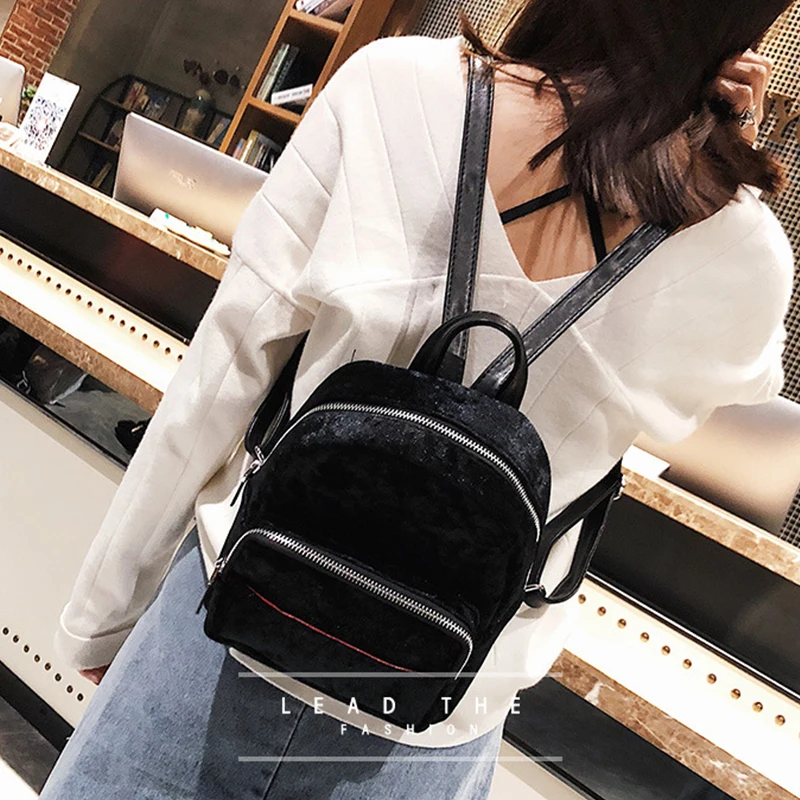 

2019 Autumn New Ladies Bag Fashion Exquisite Solid Color Gold Velvet Backpack Shoulder Diagonal bagpack