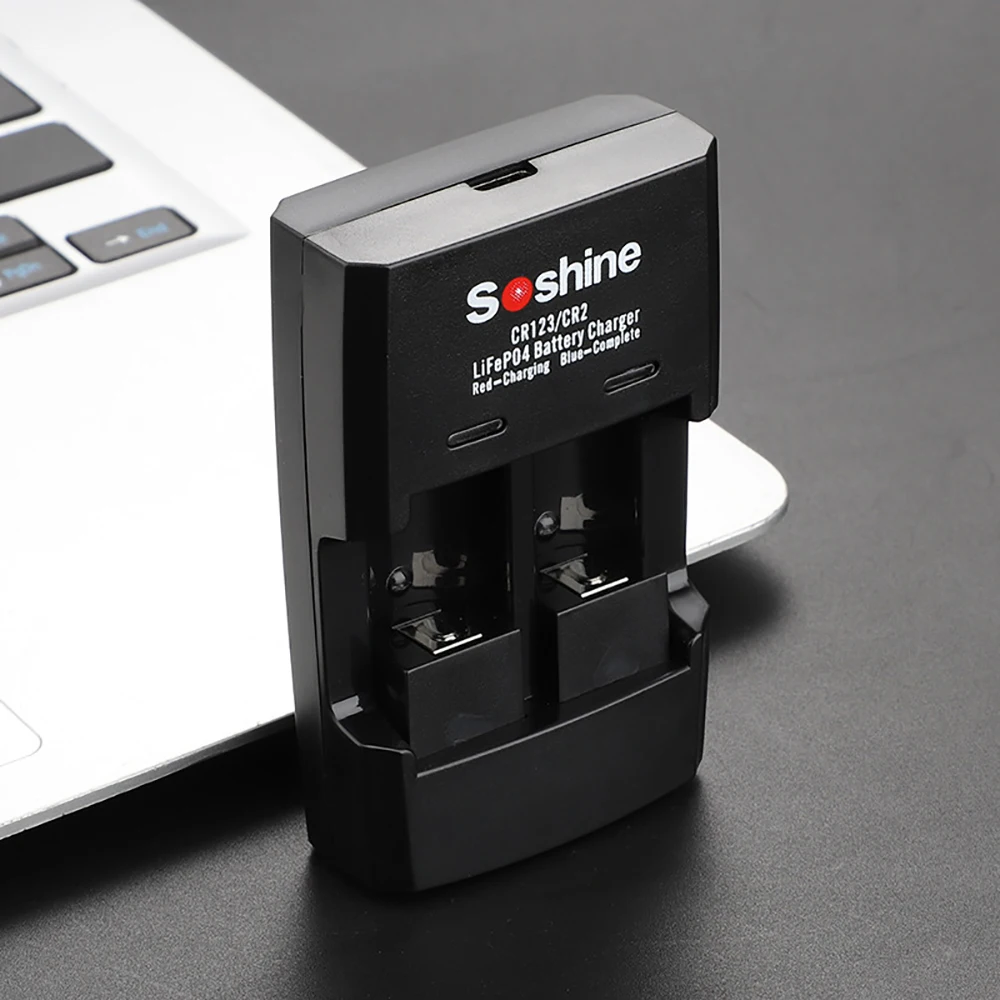 2 pieces Soshine 500mAh RCR123 battery Rechargeable LiFePO4 16340 Battery with protective box