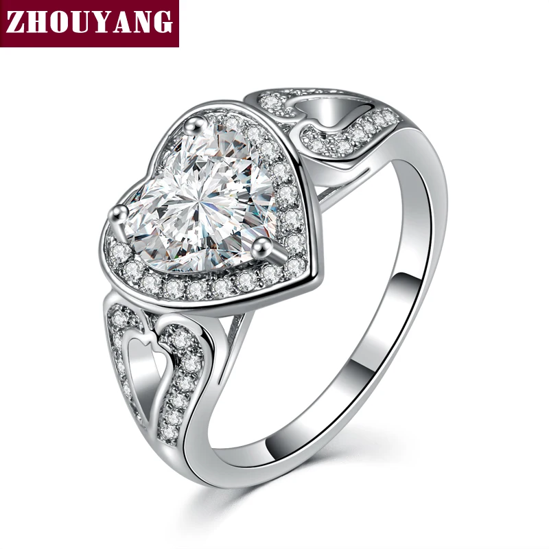 

Silver Color Princess Heart Shaped Cubic Zirconia Fashion Wedding & Engagement Ring Jewelry For Women ZYR561