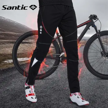 

Santic Cycling Pants Men Winter Fleece Thermal Cycling Trousers Long Bike MTB Pants Motocross Downhill Running Sports Clothing
