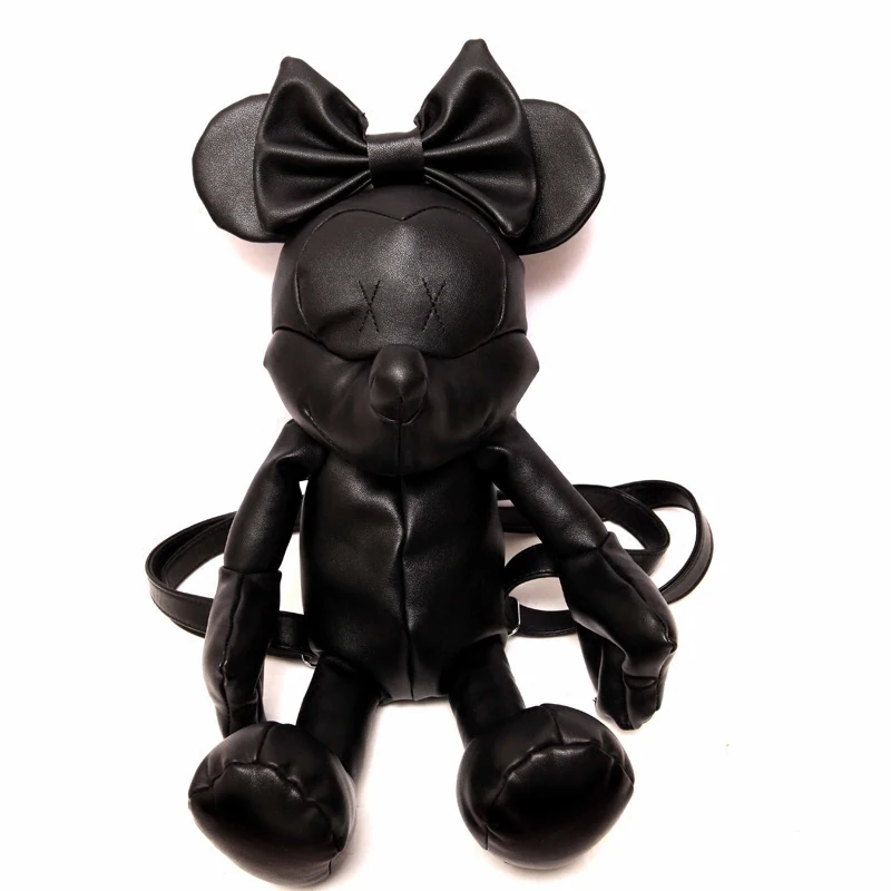 New Women minnie black cartoon mickey mouse Pu leather backpack cute lovely girl ladies daypack Girls