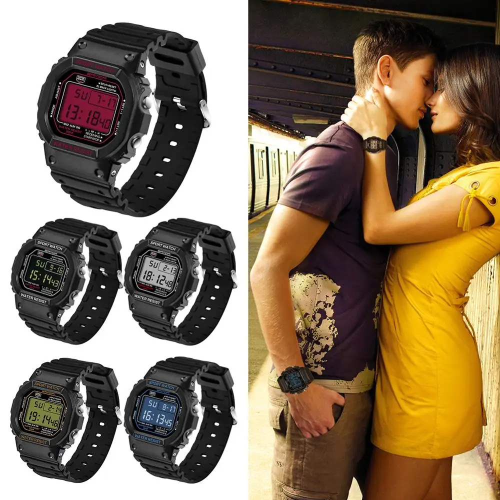 1 PC Military Waterproof Men's LCD Digital Stopwatch Date Rubber Sport Wrist Watch