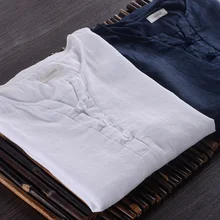 Китайский Стиль итальянские брендовые льняные рубашки мужские белые однотонные мужские летние с коротким рукавом льна рубашки мужские модные повседневные мужские рубашка