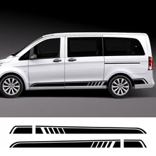 2 pçs carro longo lado listra adesivo auto vinil filme decalques automóveis para mercedes benz vito viano v classe w447 v260 acessórios