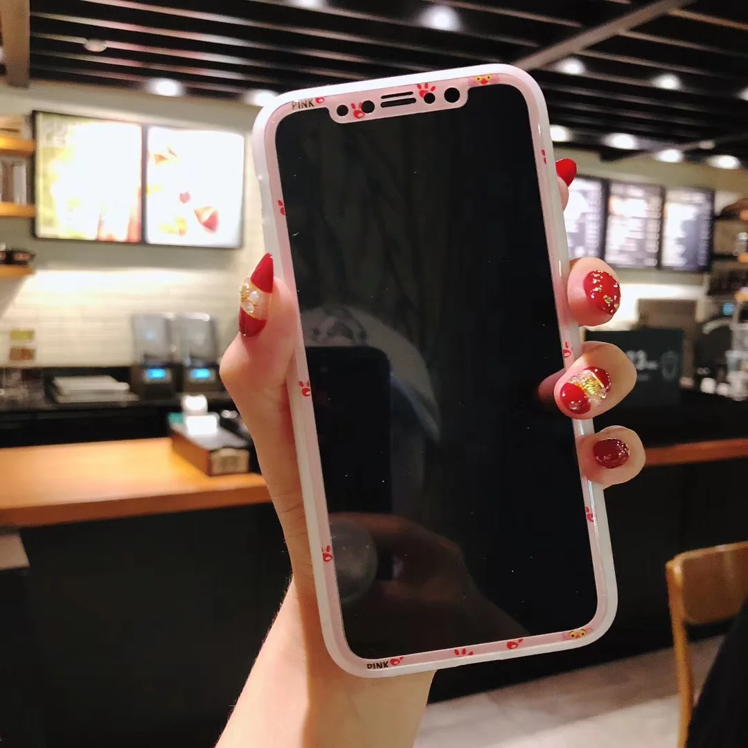 

3D Full Cover Soft Edge Screen Protector for iphone 7 8 Plus X XS Tempered Glass Cartoon Doraemon Pink Panther Totoro Pattern