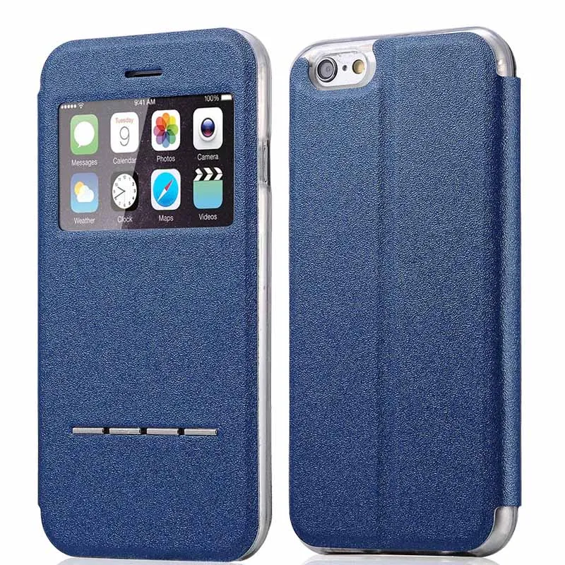 Роскошный флип чехол из искусственной кожи для iPhone 5c с раздвижным окном ответ Fundas