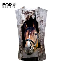 FORUDESIGNS/Супер Мода 3d лошадь печати мужские майки крутая уличная одежда фитнес тело человек жилет без рукавов Мужская рубашка