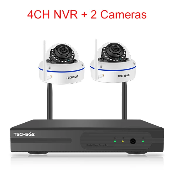 Techege 4CH 1080P H.265 Беспроводной NVR комплект 2.0MP аудио запись оповещения электронной почты Антивандальная ip-камера безопасности системы видеонаблюдения - Цвет: 4ch nvr (2cameras)