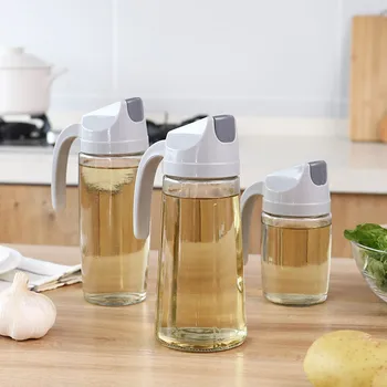 

Boxi Kitchen Glass Oil Bottle Dispenser Automatic Opening Closing Home Bottles For Oil And Vinegar Honey Olive Oil Container #N