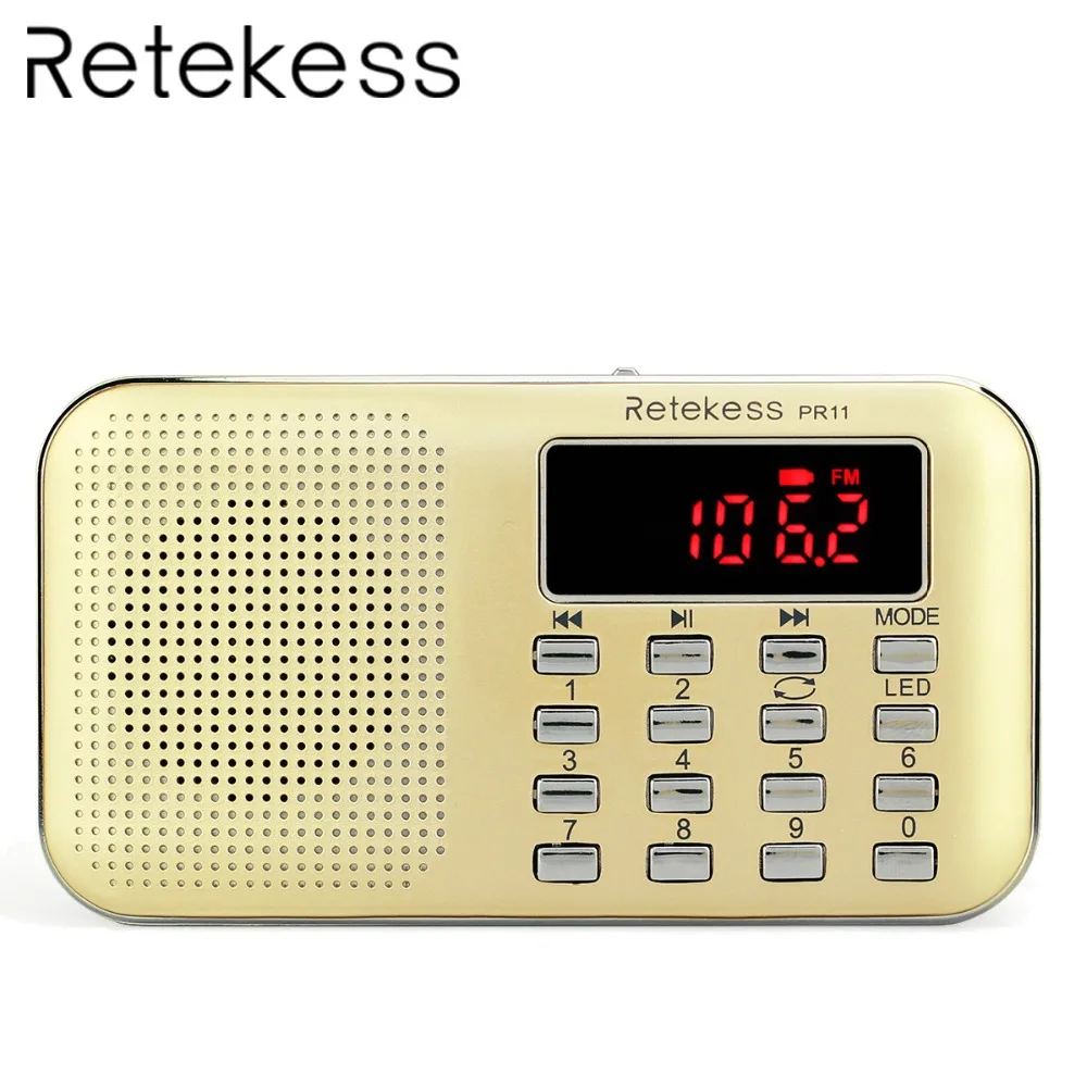 

RETEKESS PR11 Radio Receiver Portable FM AM 2 Band Digital Mini Radio Pocket With USB MP3 Player Support TF Card USB Disk F9210J