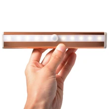 New LED Under Cabinet Light Golden Auto Motion Sensor 10 LEDs Kitchen Lights battery powered bedroom Wardrobe Stair Wall Lamp