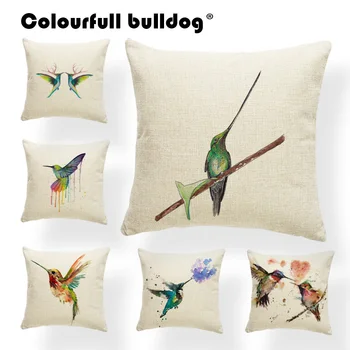 

Hummingbird Cushions Watercolor Pillow Cushion Geometry Whirlpool For Sofa Pillow With Cover Flower 17X17 Cotton Blend Relax