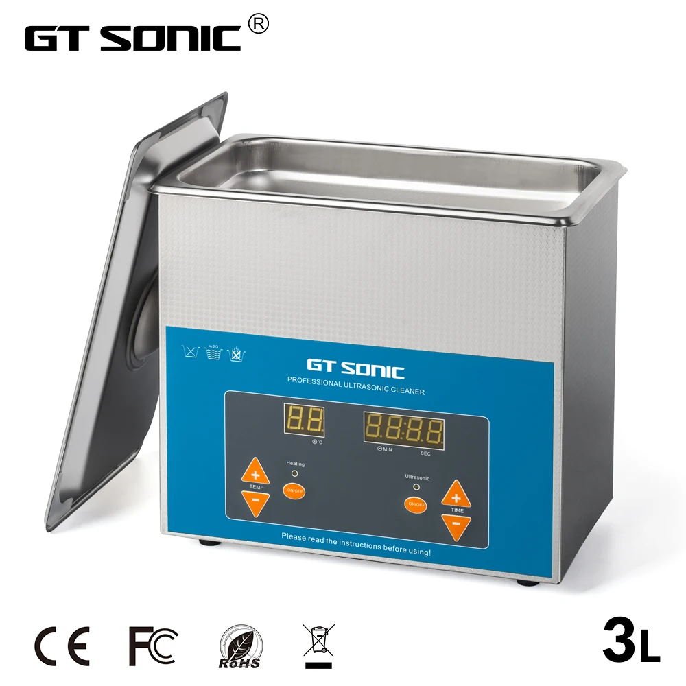 GT SONIC VGT-1730QTD Limpiador Ultrasónico 3L 100W con Pantalla Digital Calefacción Cesta Baño Ultrasónico