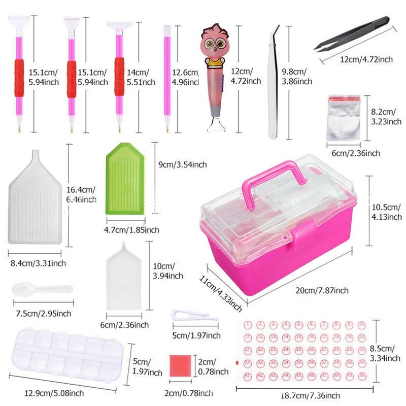 119Pcs 5D Diamond Painting Tool Diamond Embroidery Accessory Full Kit Pen Glue Tweezer with Storage Box DIY Rhinestone Craft Set