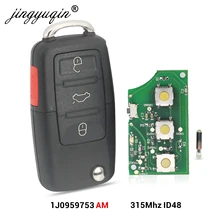 Пульт дистанционного управления jingyuqin 1J0959753AM для VW Beetle Golf Passat Jetta, 315 МГц, ID48 1J0 959 753 AM 5FA008399-30 2000-2006, брелок