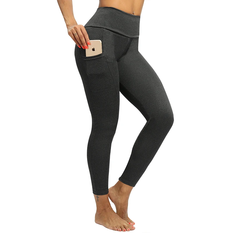  NORMOV Women Leggings Plus Size Solid Casual Color High Waist Pocket Leggins Push Up Elastic Workou