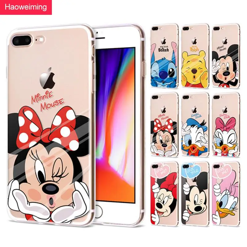 

For Funda iPhone X Case Mickey Minnie Dise Cute Cartoon Case for iphone 5 5S 6 6S 7 8 Plus XS Max XR for Cover iPhone 7 Capa