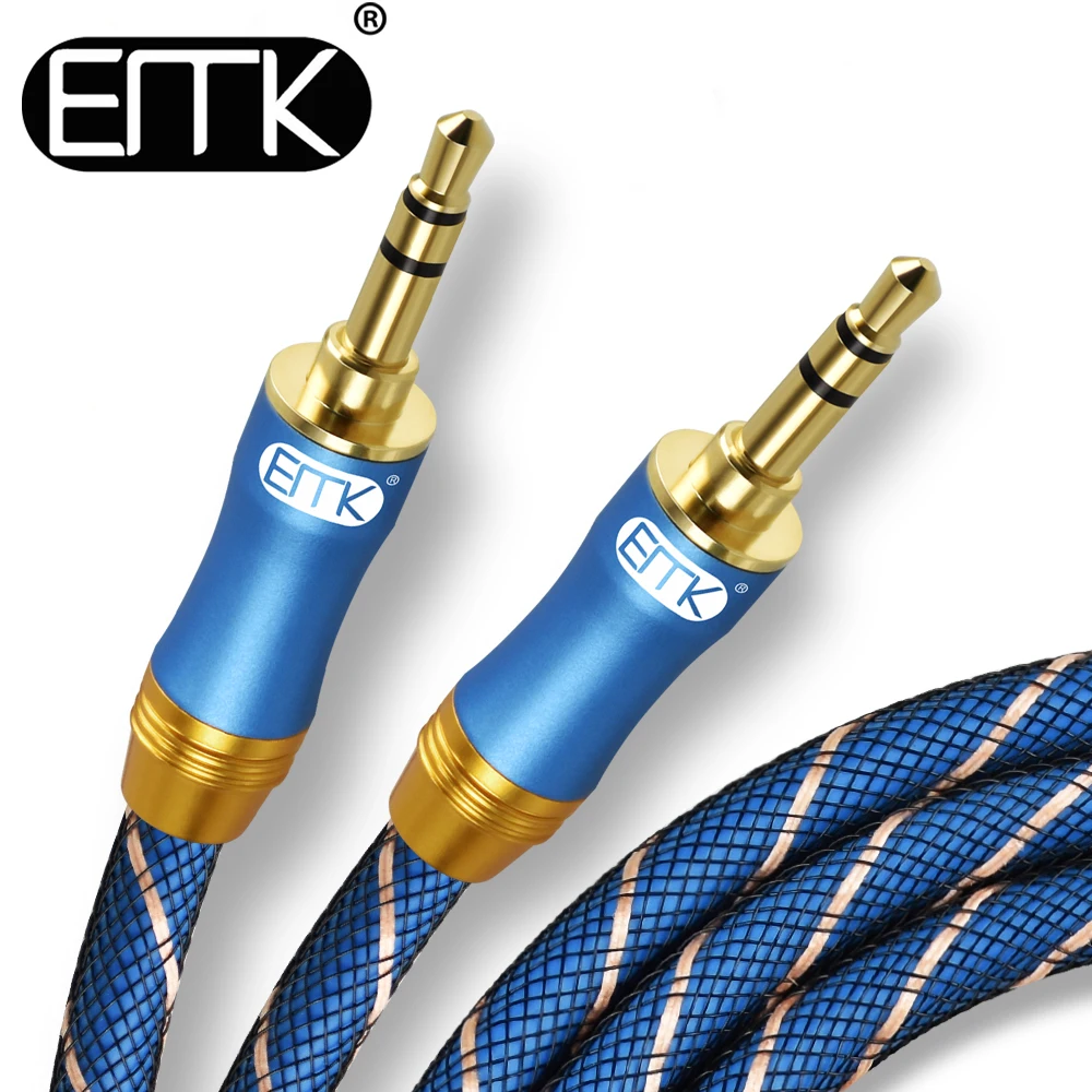 Купить EMK мм 3,5 мм Jack аудио кабель позолоченный Jack 3,5 от мужчины к мужчине аудио Aux кабель 2 м 3 м 5 м для iPhone автомобильные наушники компьютер динамик