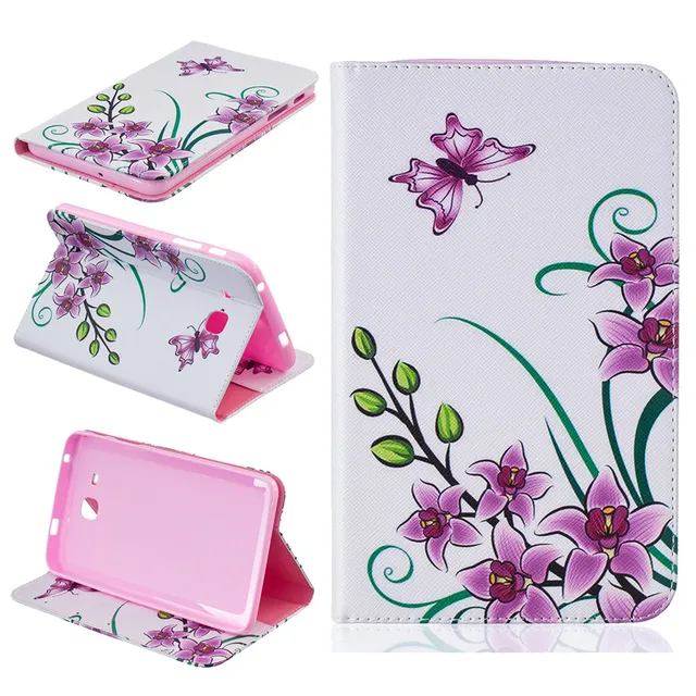 Flower Print Tablet Wallet Flip Leather case for Samsung Galaxy Tab A 7
