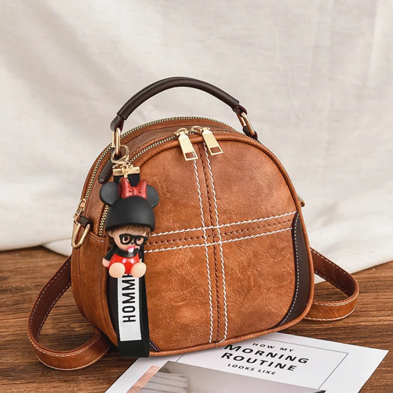 

round shaped crossbody bag for women 2019 small pendant shoulder bag female cross stitching handbag preppy style wholesale