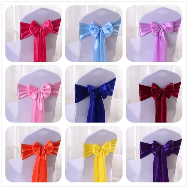 wedfavor 25pcs satin chair bow sashes wedding chair cover ribbon