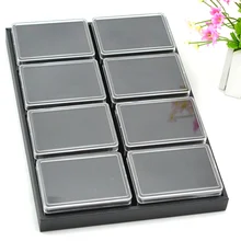 Горячая распродажа 8 шт Черная губка серьги шпильки коробки, кулон, стразы безделушки пластиковый чехол коробка Показать чехол лоток embala пластик o