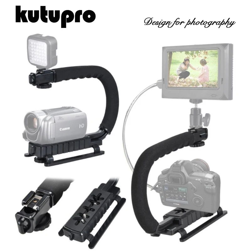 Kutu C образный держатель ручка Видео Ручной Стабилизатор для DSLR Nikon Canon sony камера и свет портативный SLR Steadicam для Gopro