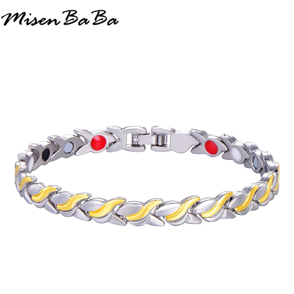 Забота о здоровье золотой цвет волна медь звено цепи магнитные браслеты для женщин мужчин унисекс подарок ювелирные изделия из Германия