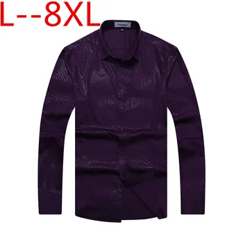

10XL 8XL 6XL 5X Brand Bamboo Fiber Shirt Mens Long Sleeve Dress Shirts Loose Fit Party Business Social Cotton Solid Formal Shirt