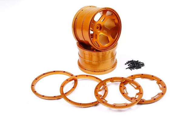 Special Offers CNC Metal Wheels Hub With Alloy Beadlocks ring Set For 1/5 FG Rovan BM RC Car parts