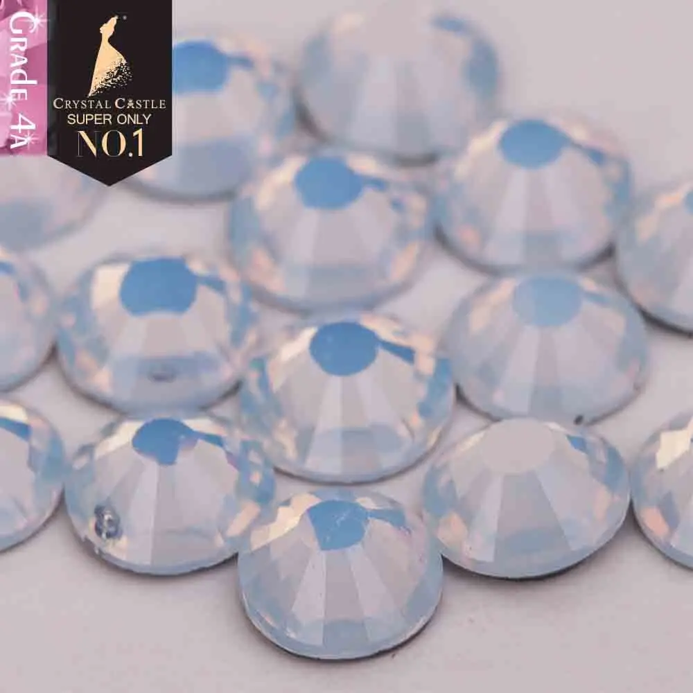 

Crystal Castle 4A glass flatback rhinestone white Opal non hot fix crystal none glue no hotfix strass rhinestones for nail Art