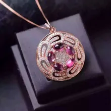 Кулон из натурального красного гранатового камня, серебро 925 пробы, кулон из натурального драгоценного камня, ожерелье, модный шар, колесо обозрения для женщин, девушек, ювелирные изделия для вечеринки