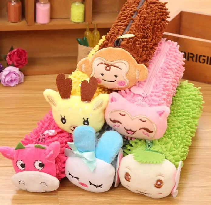

10 Pen holder factory direct 2017 new students creative cartoon plush stationery bag wholesale pencil bag 5125+free shipping